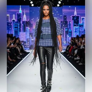 Stylish Blue Houndstooth Top